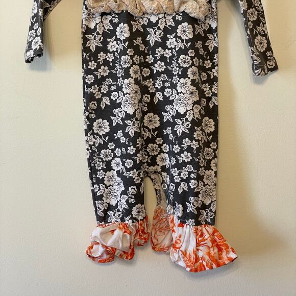 Giggle Moon baby Girls 12 Months floral ruffle one piece onsie multicolor summer - Picture 3 of 7